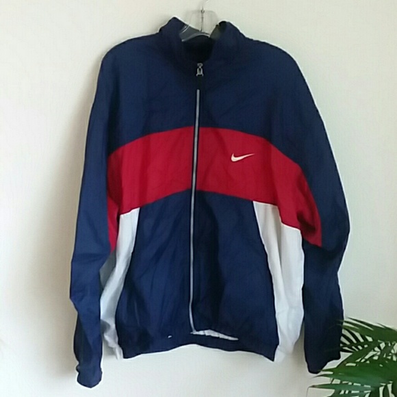 nike jacket red white blue